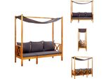 Vidaxl Panchina Da Giardino Con Baldacchino In Legno Massiccio Di Acacia - Panchine Da Giardino