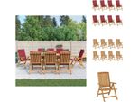 Vidaxl Sedie Da Giardino Con Cuscini 8 Pz. Legno Massiccio Teak - Sedie Da Giardino