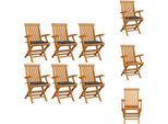 Vidaxl Sedie Da Giardino Con Cuscini Antracite 6 Pz. Legno Massiccio Teak - Sedie Da Giardino
