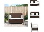 Vidaxl Panca Da Giardino A 2 Posti Con Cuscini In Poly Rattan Marrone - Panche Da Giardino