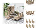 Vidaxl Set Da Pranzo Da Giardino 7 Pezzi Con Cuscini Beige Poly Rattan - Sedie Da Giardino