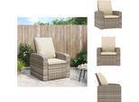 Vidaxl Sedia Da Giardino Regolabile Con Cuscino In Poly Rattan Marrone Chiaro - Sedie Da Giardino