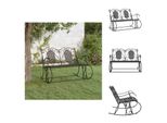Vidaxl Panchina A Dondolo A 2 Posti 113 Cm In Acciaio Nero - Panchine Da Giardino