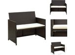 Vidaxl Divano Da Giardino A 2 Posti Con Cuscini In Poly Rattan Marrone - Divani Da Giardino