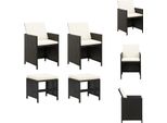 Vidaxl Set Di 4 Sedie E Sgabelli Da Giardino In Rattan Nero - Sedie Da Giardino