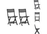 Vidaxl Sedie Da Giardino Pieghevoli 2 Pz. Plastica Antracite - Sedie Da Giardino