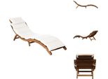 Vidaxl Lettino Con Cuscino In Legno Massiccio Acacia Crema - Lettini Prendisole