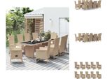 Vidaxl Set Da Pranzo Da Giardino 11 Pezzi Con Cuscini Beige Poly Rattan - Sedie Da Giardino