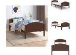 Vidaxl Letto In Legno Massiccio Di Pino Marrone Scuro 100X200 Cm - Letti E Strutture Letto