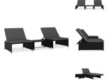 Vidaxl Lettini Prendisole 2 Pezzi Con Tavolo In Rattan Nero - Lettini Prendisole