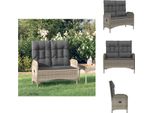 Vidaxl Panca Da Giardino Con Funzione Reclinabile E Cuscini 107 Cm In Poly Rattan Grigio - Panche Da Giardino