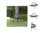 Vidaxl Panca Ad Albero Semicircolare Ø159 Cm In Acciaio Nero - Panchine Da Giardino