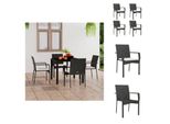 Vidaxl Sedie Da Giardino Con Cuscini 4 Pz. Poly Rattan Nero - Sedie Da Giardino