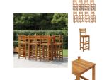 Vidaxl Sgabelli Da Bar 8 Pz. Legno Massiccio Di Acacia - Sedie Da Giardino