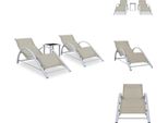Vidaxl Lettini Prendisole 2 Pezzi Con Tavolo Alluminio Bianco Crema - Lettini Prendisole