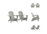 Vidaxl Sedie Adirondack Da Giardino Con Tavolo Da Tè In Legno Massiccio Di Abete Grigio - Sedie Da Giardino