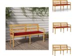 Vidaxl Panca Batavia Con Cuscino Rosso 150 Cm In Teak Massiccio - Panche Da Giardino