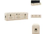 Vidaxl Panca Con Vano Portaoggetti 110 Cm Crema In Legno Massiccio Di Abete E Tessuto - Cassapanche E Panche Da Ingresso