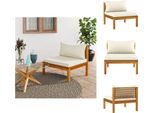 Vidaxl Divano Centrale Modulare Con Cuscini Bianco Crema In Legno Di Acacia - Elementi Per Divani Da Giardino