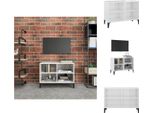 Mobile Tv Vidaxl Con Gambe In Metallo Bianco Lucido 69,5X30X50Cm - Mobili Tv