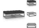 Vidaxl Poggiapiedi Da Giardino Con Cuscino 2 Pz. Legno Di Pino Massiccio Grigio - Elementi Per Divani Da Giardino