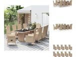 Vidaxl Set Da Pranzo Da Giardino 11 Pezzi Con Cuscini Beige Poly Rattan - Sedie Da Giardino