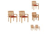 Vidaxl Sedie Da Giardino 2 Pezzi Con Cuscini Rossi In Legno Massiccio Teak - Sedie Da Giardino