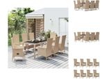 Vidaxl Set Da Pranzo Da Giardino 9 Pezzi Con Cuscini Beige Poly Rattan - Sedie Da Giardino
