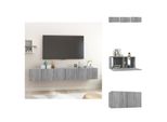 Vidaxl Parete Tv Grigio Sonoma 3 Pezzi 60X30X30 Cm Materiale Legno - Mobili Tv