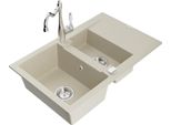 Mexen Gaspar Lavello In Granito 1,5 Vasca Con Scolapiatti E Miscelatore Cucina Carla, Beige - 6507-69-670700-00