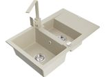 Mexen Gaspar Lavello In Granito 1,5 Vasca Con Scolapiatti E Rubinetto Da Cucina Rita, Beige - 6507-69-670300-69