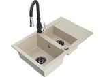 Mexen Gaspar Lavello In Granito 1,5 Vasca Con Scolapiatti E Miscelatore Cucina Savita, Beige - 6507-69-672601-70