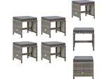 Vidaxl Sgabelli Da Giardino 4 Pezzi Con Cuscino Di Seduta In Poly Rattan Grigio - Sedie Da Giardino