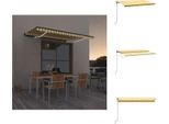 Vidaxl Tenda Da Sole Manuale A Scomparsa Con Led 450X300 Cm Giallo E Bianco - Tende Da Sole