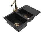 Mexen Gaspar Lavello In Granito 1,5 Vasche Con Scolapiatti E Miscelatore Cucina Duero, Nero - 6507-77-671600-50
