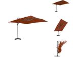 Vidaxl Ombrellone A Semaforo Con Palo In Alluminio Rosso Terracotta 300X300 Cm - Ombrelloni E Tende Da Sole
