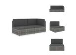 Vidaxl Divano Modulare A 2 Posti In Rattan Grigio - Elementi Per Divani Da Giardino