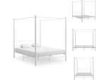 Vidaxl Letto A Baldacchino In Metallo Bianco 160X200 Cm - Letti & Reti