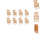 Vidaxl Sedie A Sdraio Da Giardino 8 Pz. Legno Massiccio Teak - Sedie Da Giardino