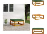 Vidaxl Sgabello Da Giardino Con Cuscino Verde In Legno Massiccio Di Acacia - Elementi Per Divani Da Giardino