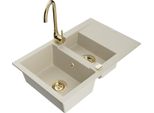 Mexen Gaspar Lavello In Granito 1,5 Camere Con Scolapiatti E Rubinetto Da Cucina Telma, Beige - 6507-69-670200-50
