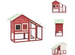 Vidaxl Conigliera Rossa E Bianca 140X63X120 Cm In Legno Massiccio Di Abete - Habitat E Recinti Per Piccoli Animali