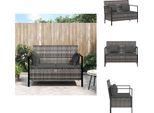 Vidaxl Panca Da Giardino A 2 Posti Con Cuscini In Poly Rattan Grigio - Panche Da Giardino