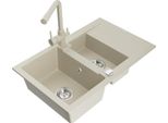 Mexen Gaspar Lavello In Granito 1,5 Vasca Con Scolapiatti E Miscelatore Da Cucina Duero, Beige - 6507-69-671600-69