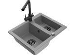 Mexen Carlos Lavello In Granito A 1,5 Vasche Con Rubinetto Cucina Duero, Grigio - 6518-71-671600-70-B