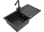 Mexen Leo Lavello In Granito A 1 Vasca Con Scolapiatti E Miscelatore Cucina Duero, Nero/Oro Metallizzato - 6501-75-671600-70-B