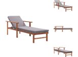 Vidaxl Lettino Con Cuscino In Poly Rattan Acacia Legno Massiccio Grigio - Lettini Prendisole