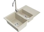 Mexen Gaspar Lavello In Granito 1,5 Vasca Con Sgocciolatoio E Rubinetto Da Cucina Telma, Beige - 6507-69-670200-00