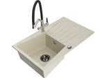 Mexen Cesar Lavello In Granito 1 Vasca Con Scolapiatti E Rubinetto Da Cucina Duo, Beige - 6514-69-671701-07-B