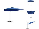 Vidaxl Ombrellone A Semaforo Con Luci Led E Palo In Acciaio 250X250Cm Azzurro - Ombrelloni E Tende Da Sole